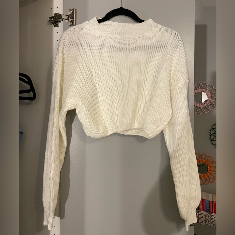 White Cropped Sweater